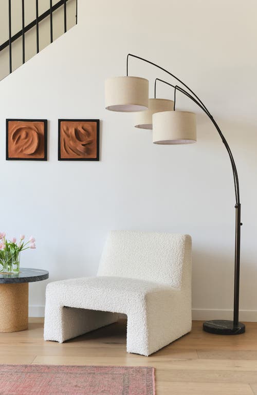 Brightech Trilage 84" Adjustable Tall Led Floor Lamp With 3 Fabric Drum Shades, Bulbs Included In Brown