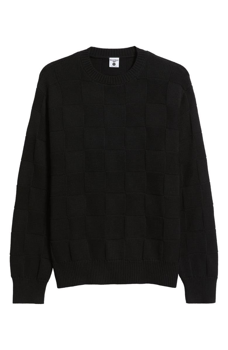 Service Works Check Knit Cotton Crewneck Sweater, Alternate, color, Black