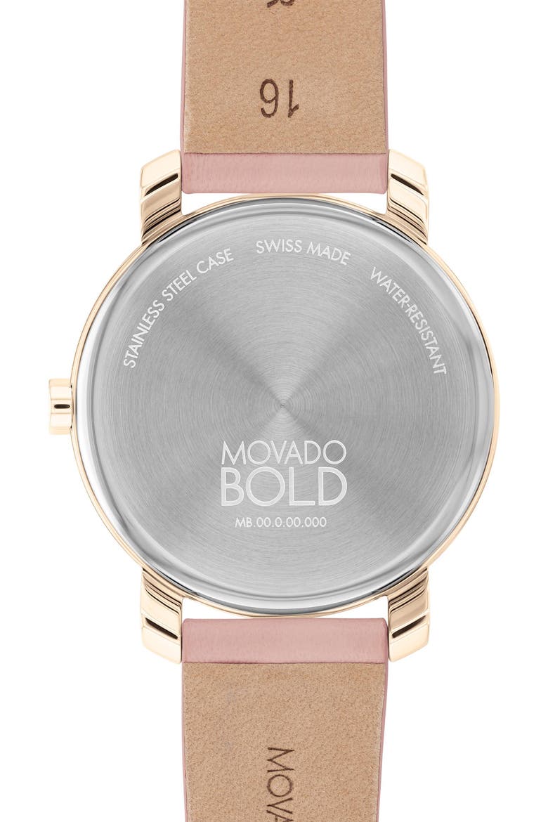 Bold Access Museum Dot Leather Strap Watch, 34mm, Alternate, color, ROSE