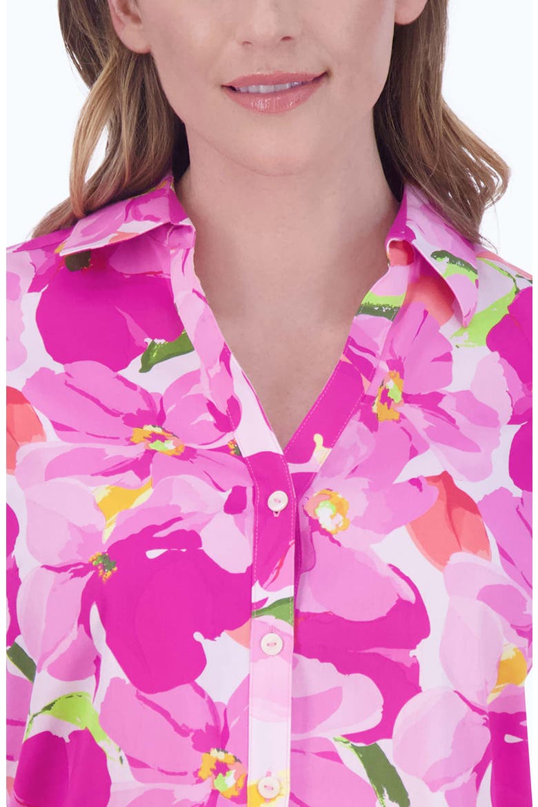 Mary Floral Non-Iron Cotton Button-Up Shirt, Alternate, color, PINK MULTI