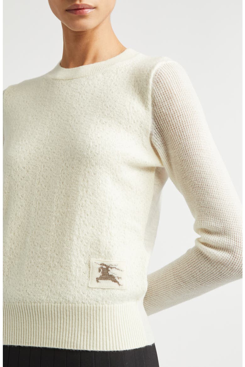 Constance Equestrian Knight Design Patch Crewneck Sweater, Alternate, color, ALPINE