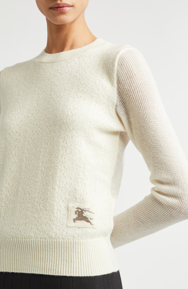 Burberry Constance Equestrian Knight Design Patch Crewneck Sweater, Alternate, color, Alpine