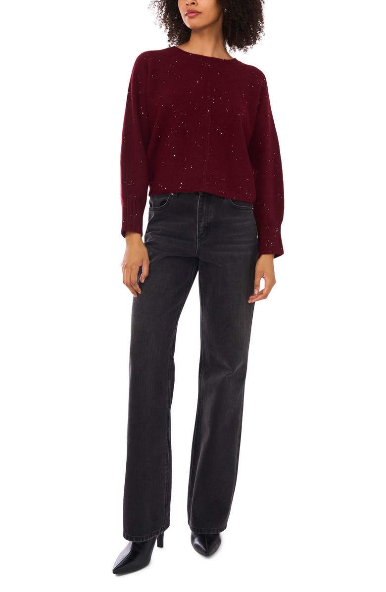 1.STATE Sparkle Crewneck Sweater, Alternate, color, Wine