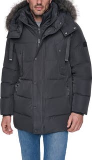 Andrew Marc Hooded Down & Feather Fill Parka with Bib