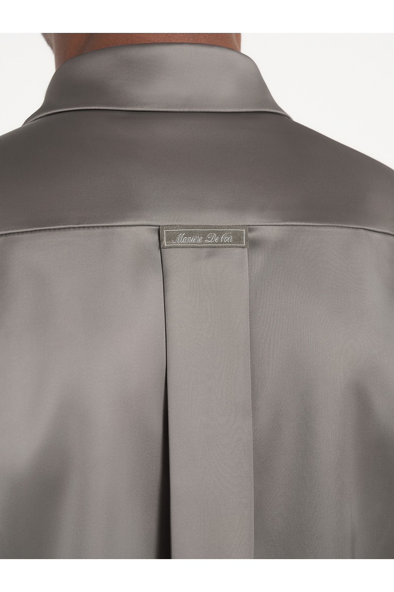 Carter Unisex Oversized Satin Shirt, Alternate, color, Taupe