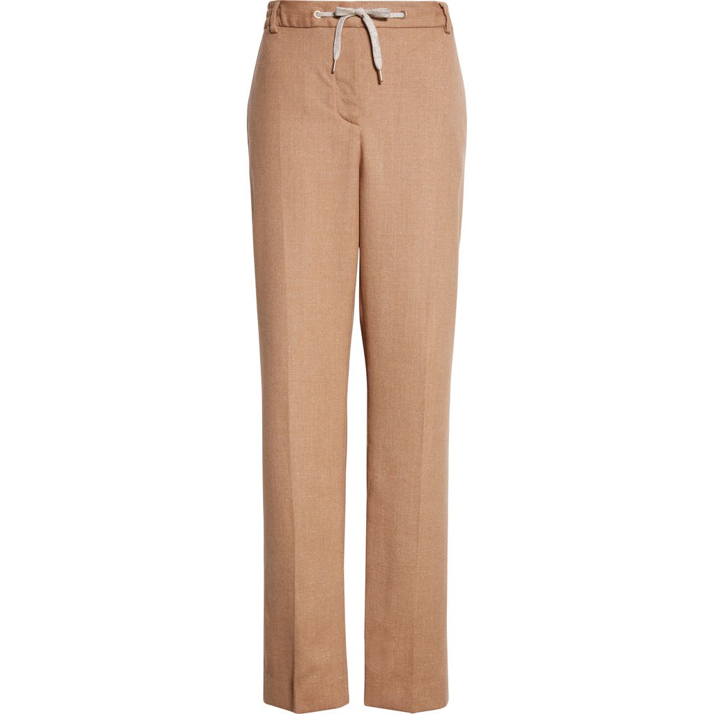 Eleventy Drawstring Waist Virgin Wool Pants In Brown