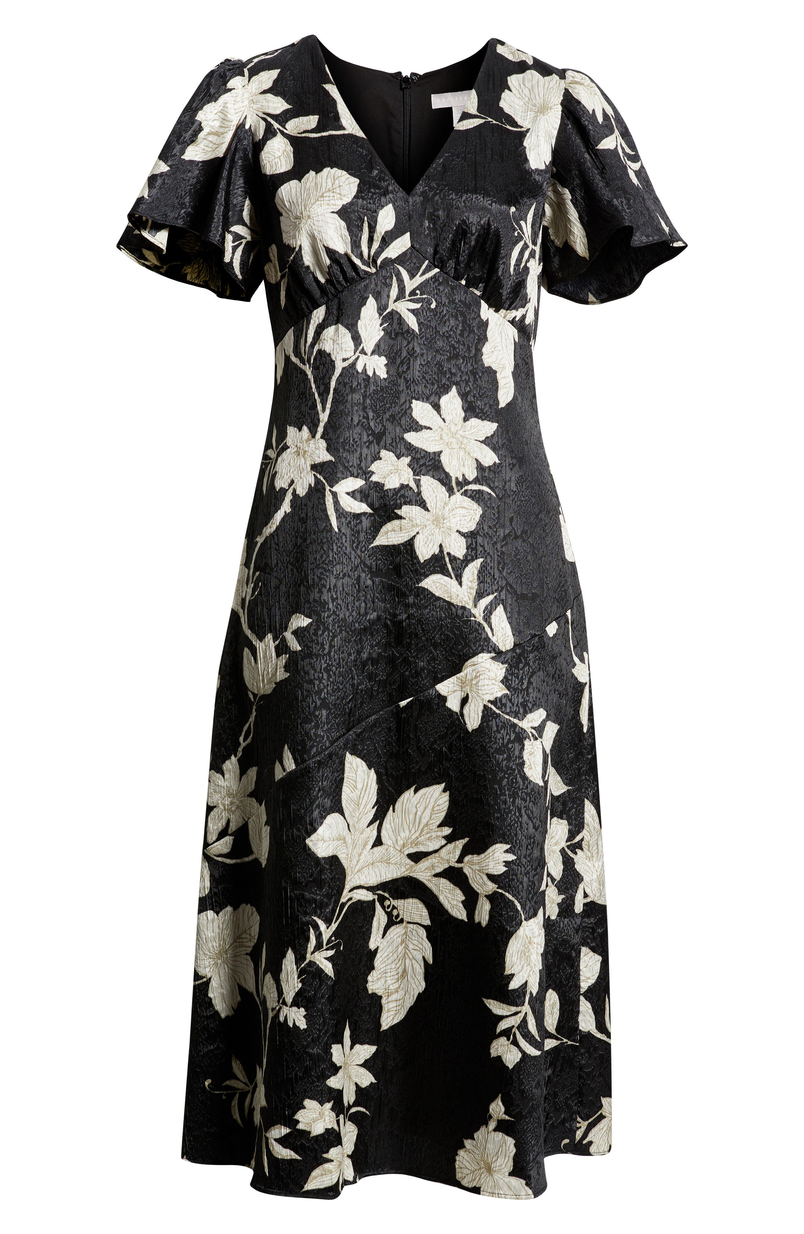 Floral Jacquard Draped Midi Dress (Women) | Nordstrom