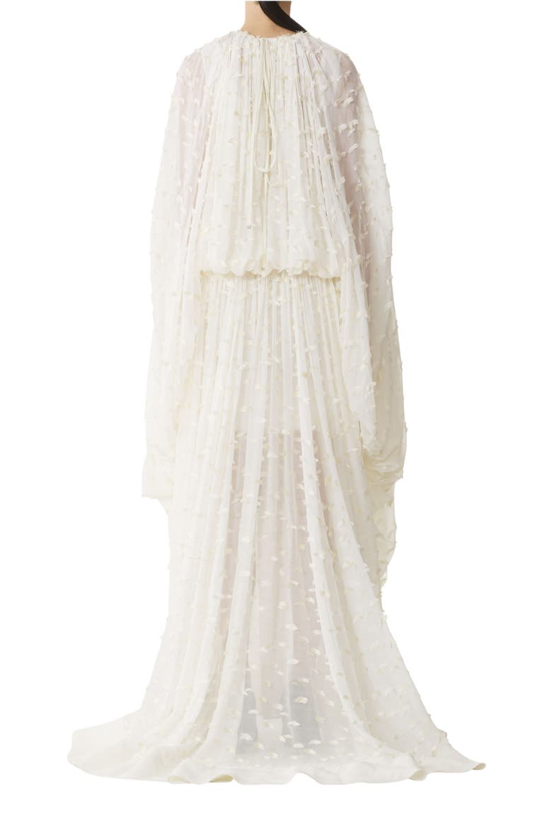 Long Dress In Plumetis Silk, Alternate, color, White/Ivory