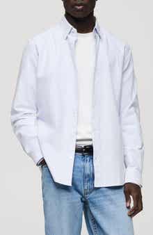 MANGO Regular Fit Stripe Cotton Button-Up Shirt