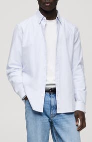 MANGO Regular Fit Stripe Cotton Button-Up Shirt