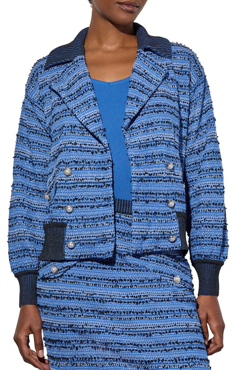 Ming Wang Eyelash Tweed Bomber Jacket, Main, color, 