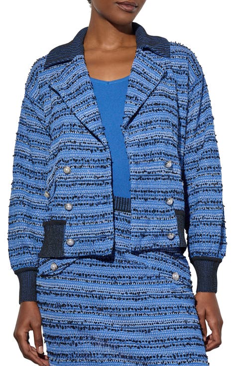 Eyelash Tweed Bomber Jacket