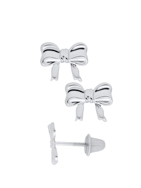 Sterling Silver Bow Knot Stud Earrings (Toddler, Little Kid & Big Kid)