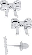 Mia Belle Girls Sterling Silver Bow Knot Stud Earrings