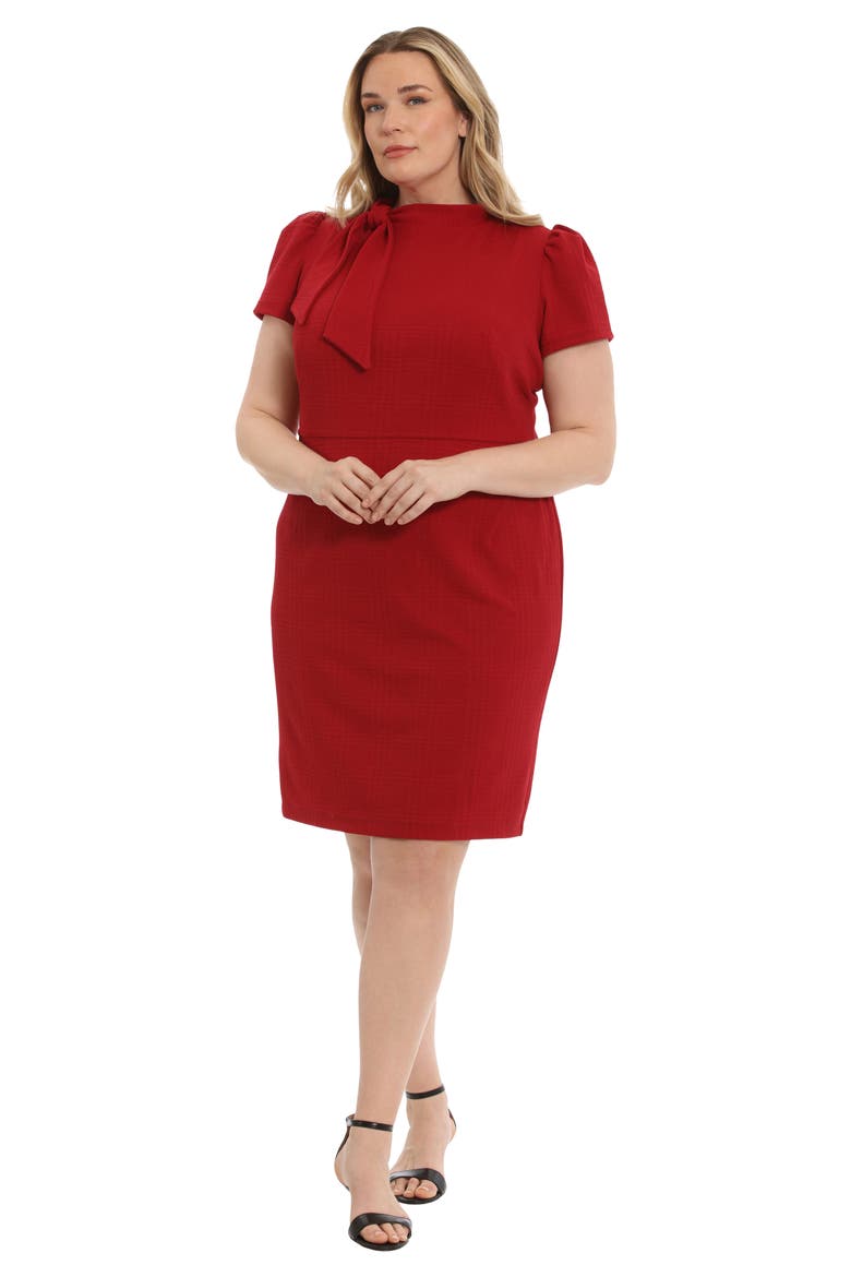 Tie Neck Shift Dress, Alternate, color, RED
