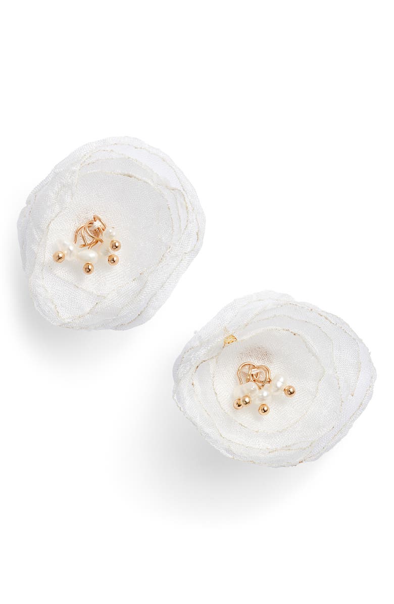 Stella + Ruby Blossom Chiffon Stud Earrings, Main, color, 