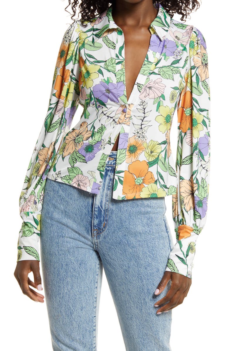 AFRM Zayne Tie Dye Print Blouse, Main, color, 