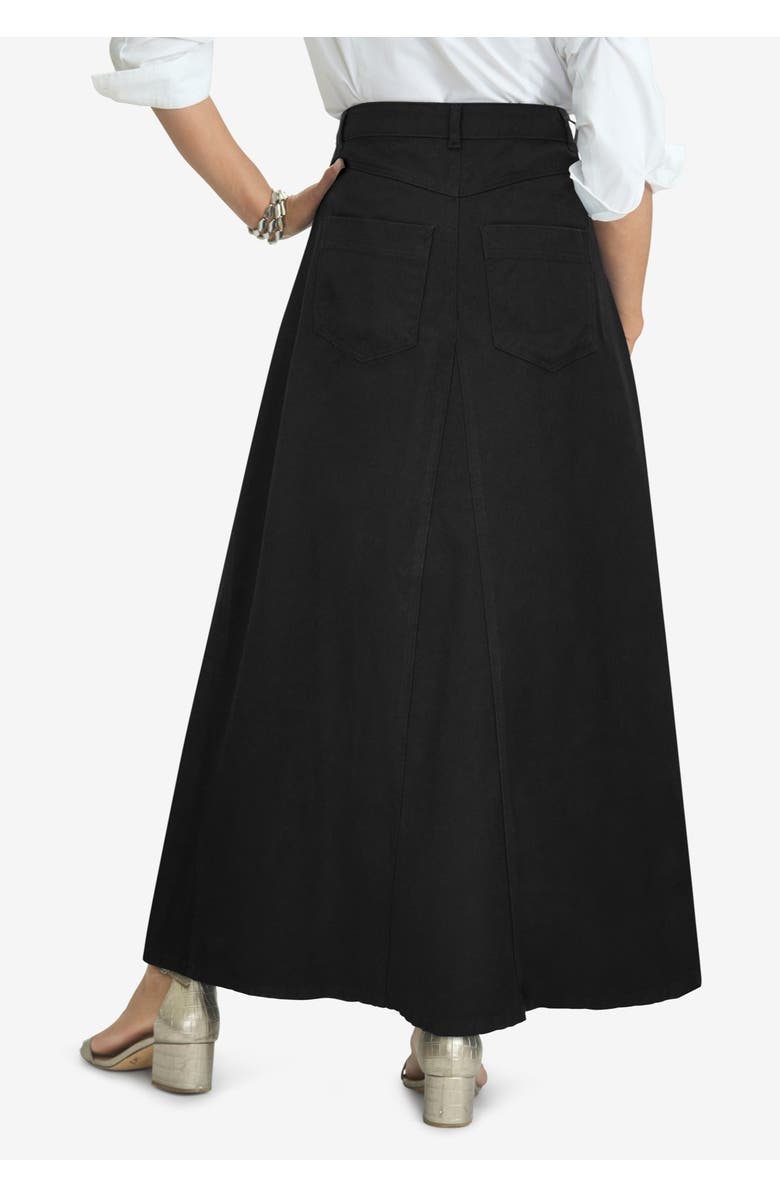 Jessica London Denim Inset Maxi Skirt, Alternate, color, Black