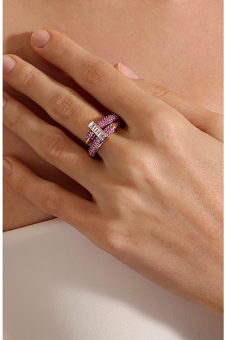 Artisan Series 18k Rose Gold Pink Sapphire & Diamond Spear Ring, Alternate, color, GOLD