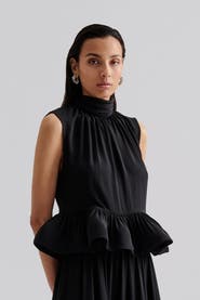Malina Lune Halterneck Frilled Hem Blouse