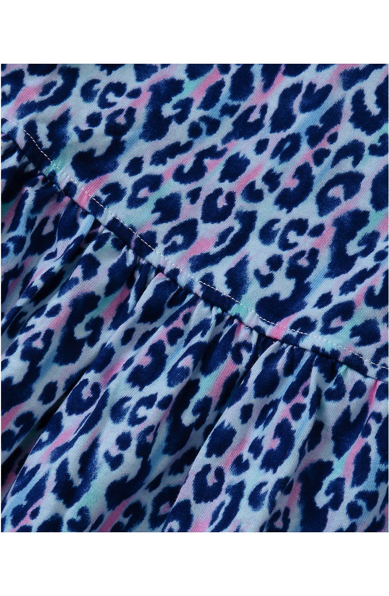 Lands' End Girls Short Sleeve Gathered Waist Jersey Dress, Alternate, color, Leopard/Black