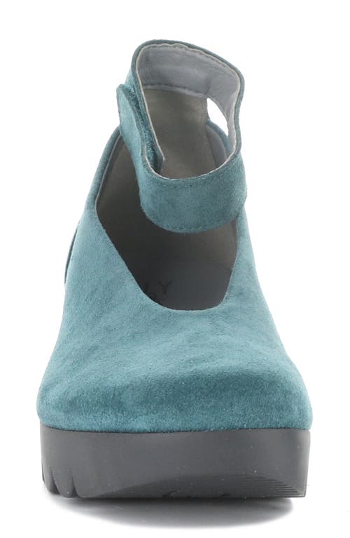Fly London Vily Ankle Strap Platform Wedge Pump In Blue
