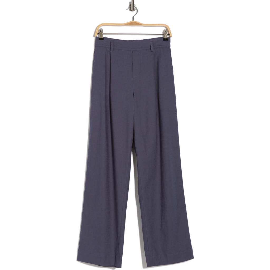 Vince Pleat Front Linen-blend Pull-on Pant In Blue