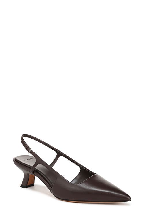 Vince Bianca Leather Kitten Slingback Pumps