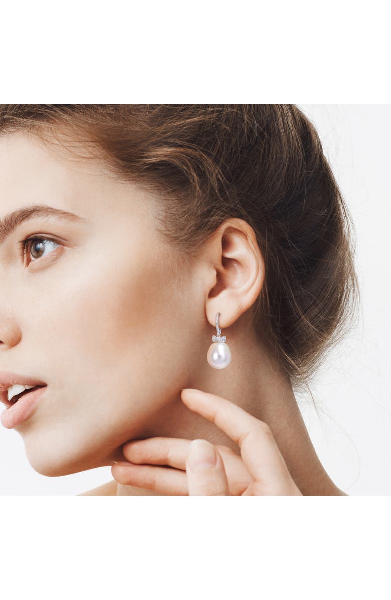 Julianna B. South Sea Pearl & Diamond Bow Earrings 14k, Alternate, color, 