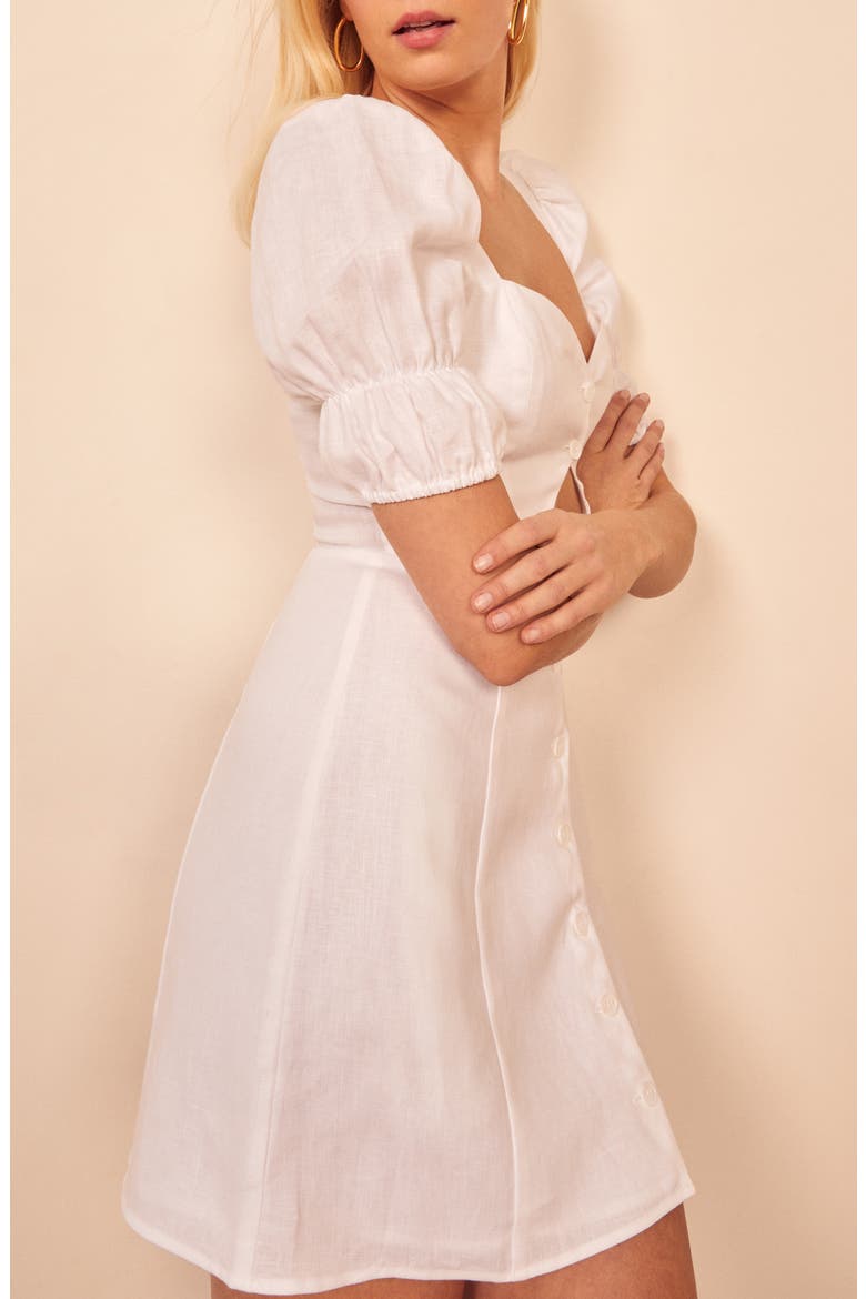 Clay Cutout Linen Dress, Alternate, color, WHITE