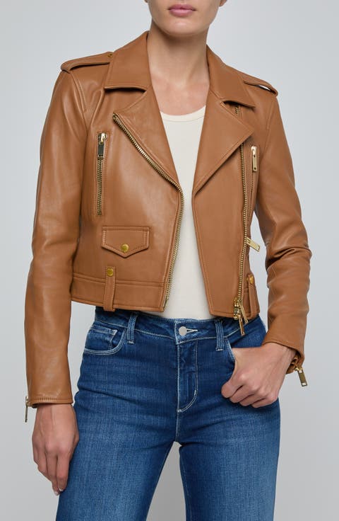 Blakely Crop Leather Biker Jacket