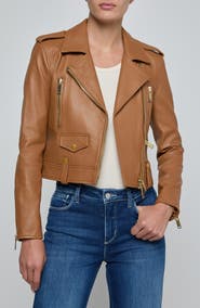 L'AGENCE Blakely Crop Leather Biker Jacket