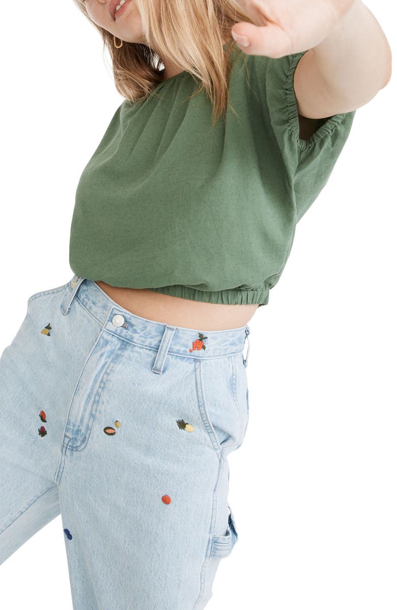 Madewell Michele Linen Blend Bubble Top, Alternate, color,