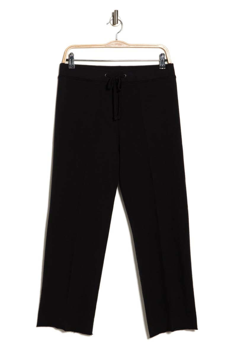 French Terry Raw Edge Sweatpants, Alternate, color, BLACK