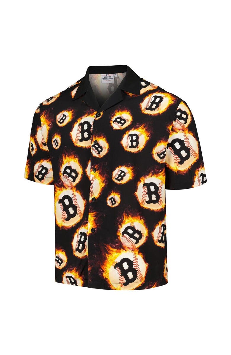 PLEASURES Men's PLEASURES Black Boston Red Sox Flame Fireball Button-Up Shirt, Alternate, color, Black