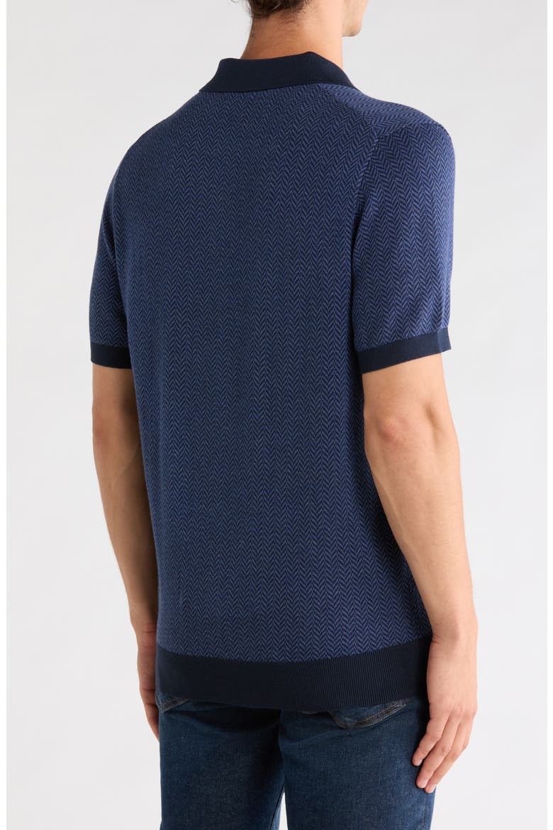 Herringbone Short Sleeve Knit Polo, Alternate, color, NVYHERRINGBONE
