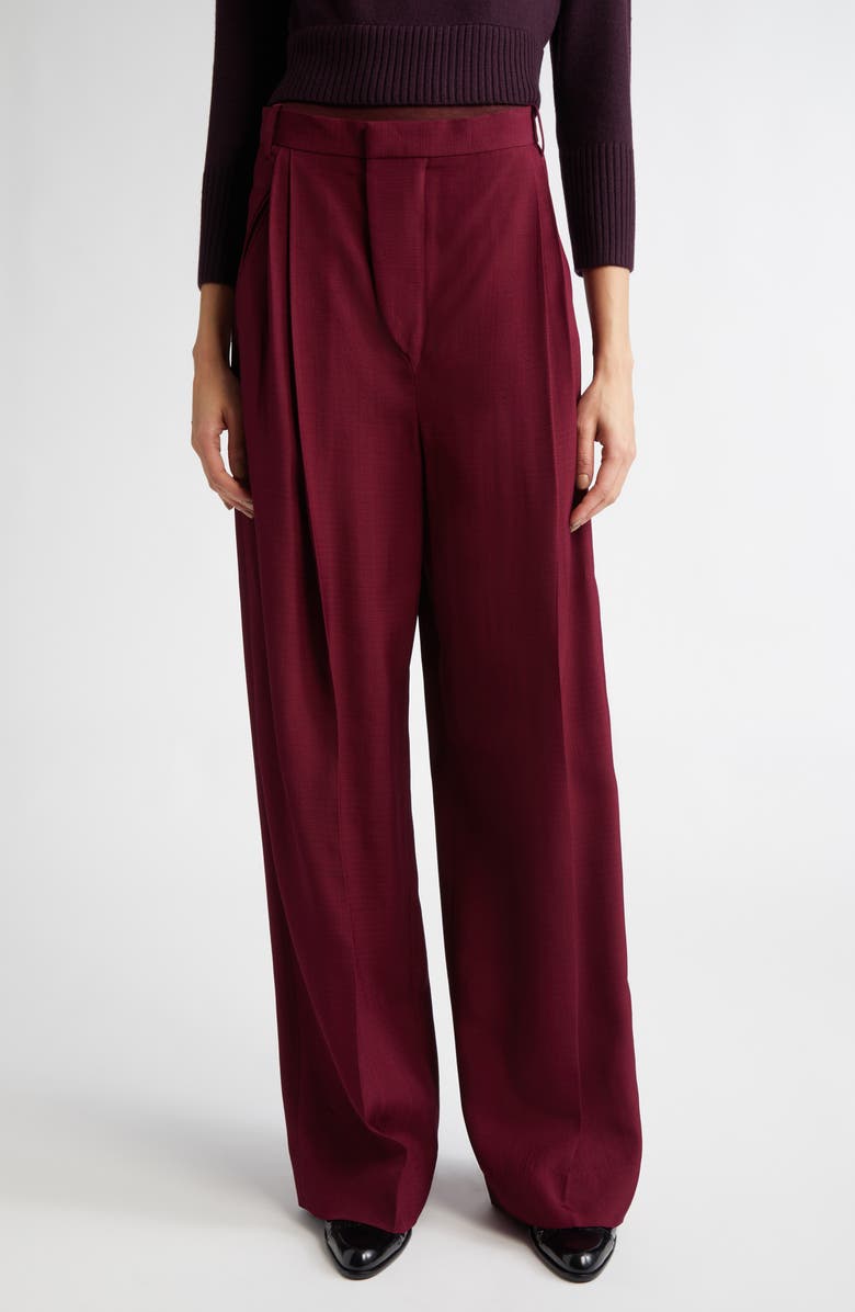 Victoria Beckham Pleated Wide Leg Trousers, Main, color, 