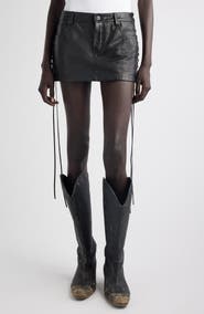 Balenciaga Lace-Up Leather Miniskirt