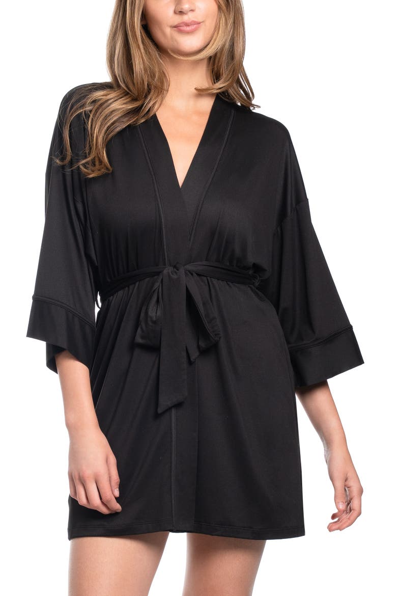 Lettie Knit Robe, Main, color, BLACK