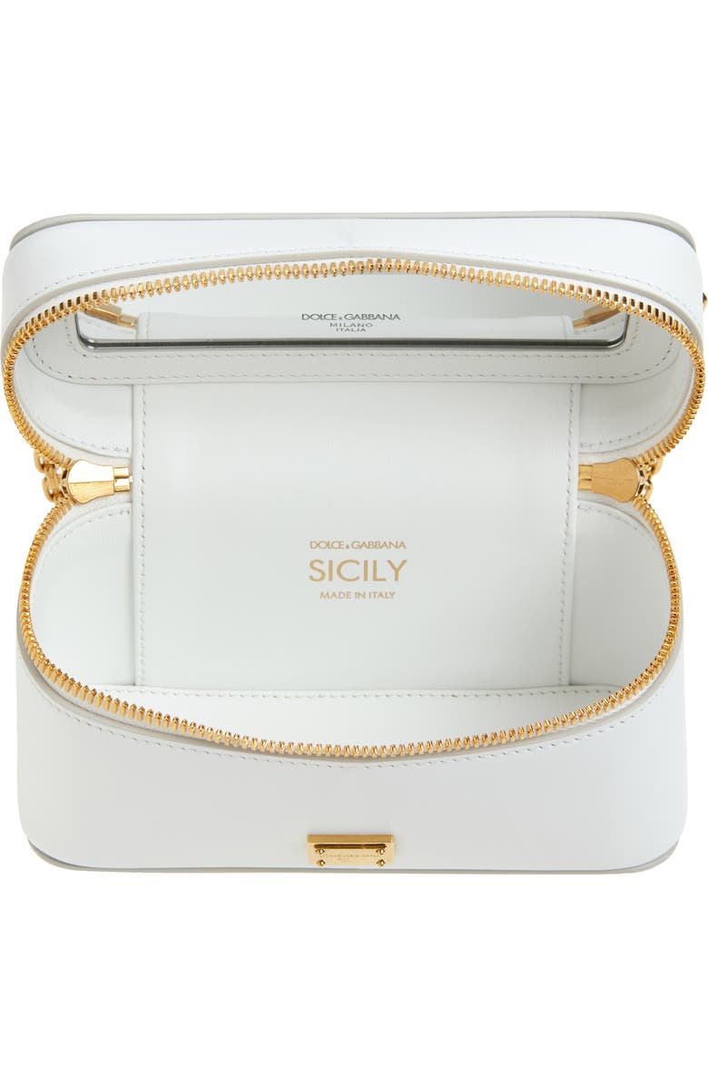 Dolce&Gabbana Sicily Leather Vanity Case Crossbody Bag, Alternate, color, Bianco Ottico