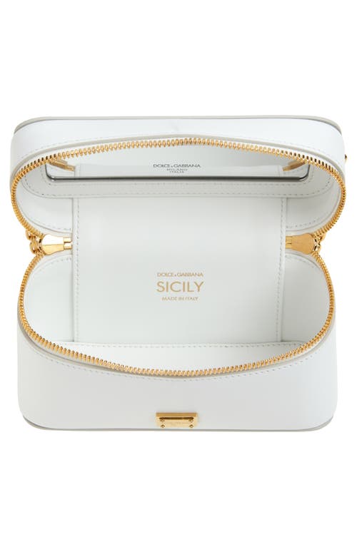 Dolce & Gabbana Sicily Calfskin Vanity Crossbody Bag In Bianco Ottico