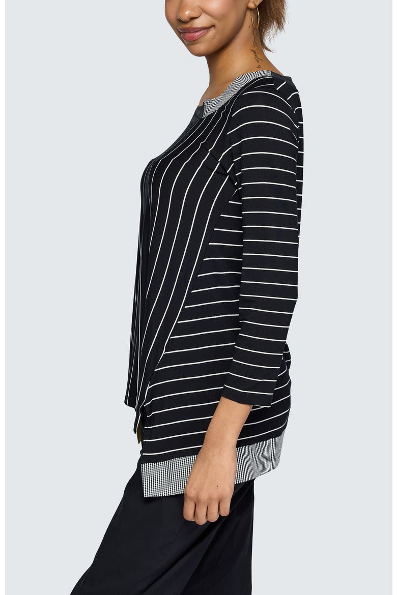 Nova Striped Viscose Jersey Blouse, Alternate, color, Black