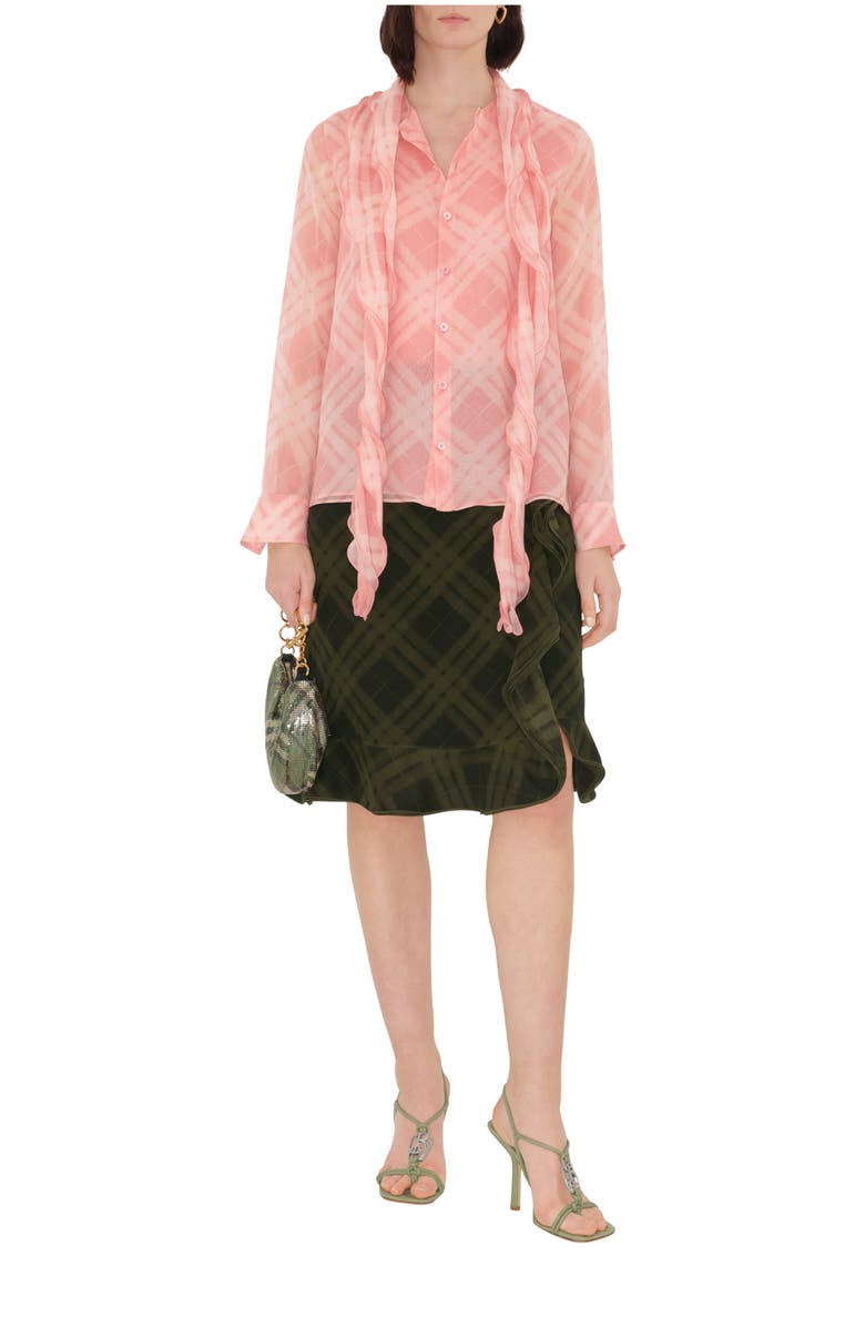 Burberry Check Silk Wrap Skirt, Main, color, Oil
