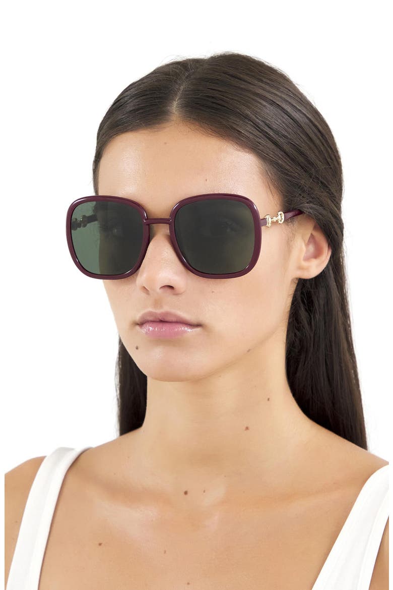 57mm Square Sunglasses, Alternate, color, RED