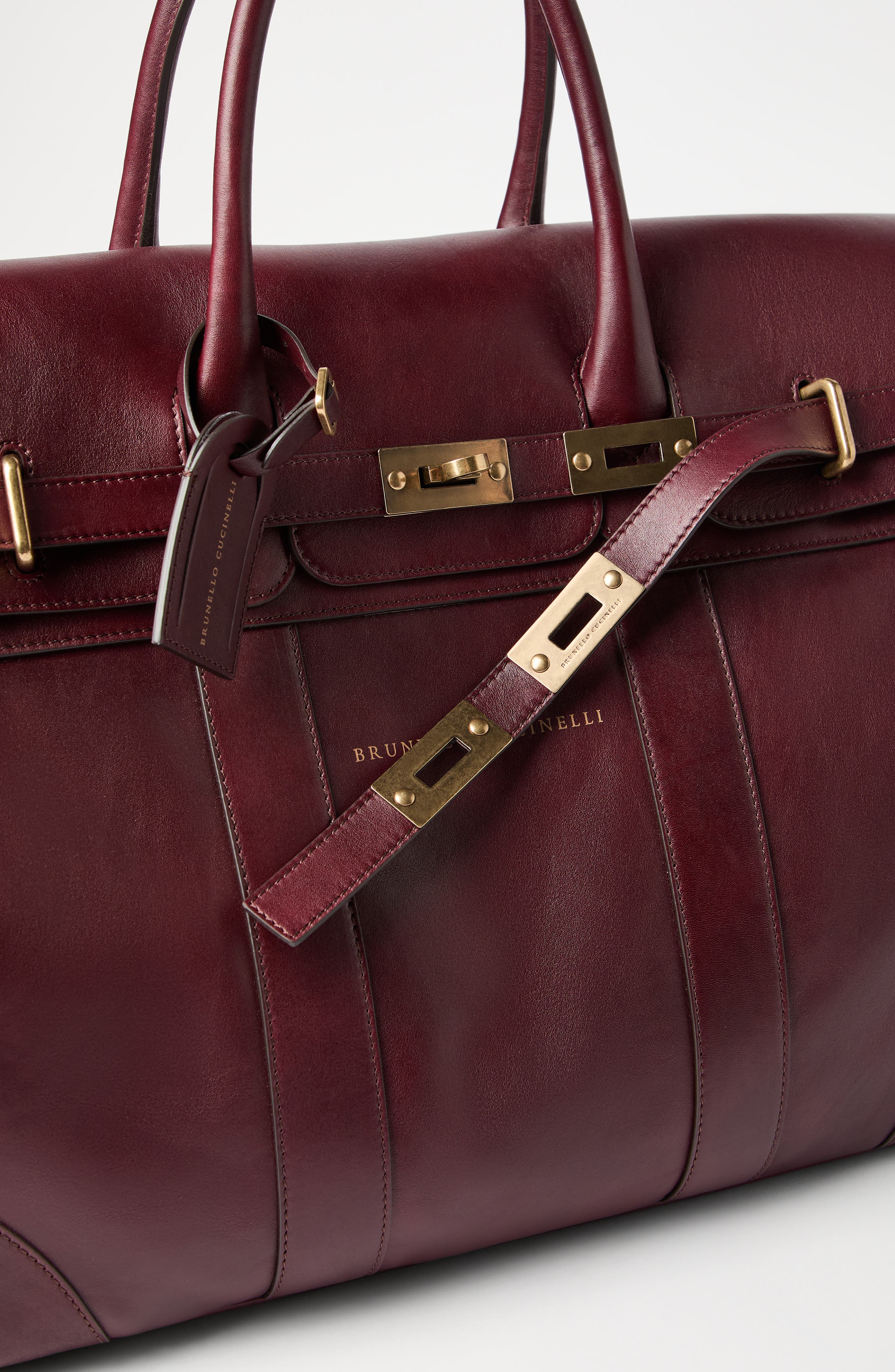 Brunello Cucinelli Calfskin bag, Alternate, color, Burgundy