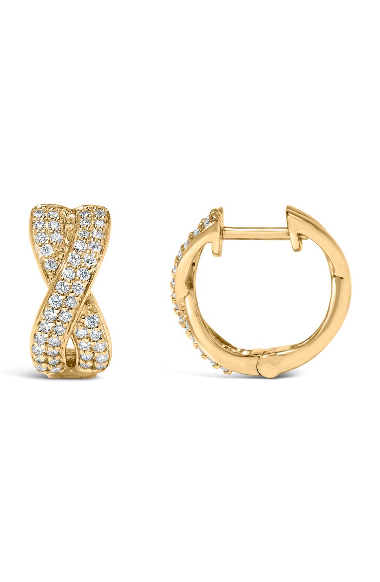 Haus of Brilliance 14K Yellow Gold 1/3 Cttw Diamond Criss Cross Huggie Hoop Earrings, Alternate, color, Yellow