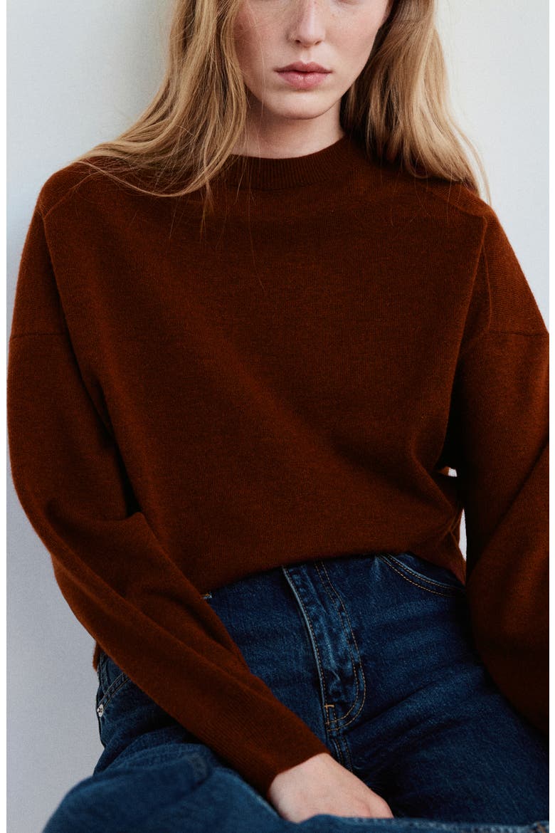 Oversize Crewneck Sweater, Main, color, RUSSET