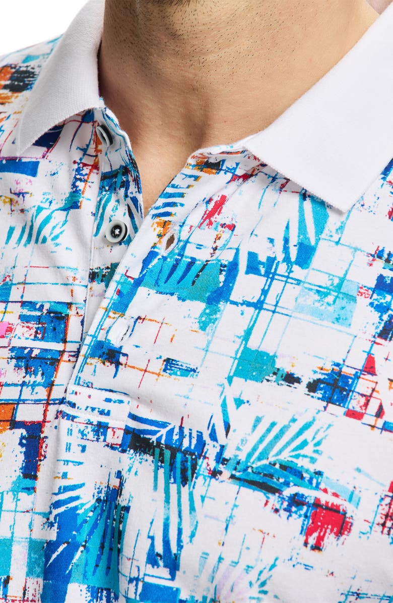 Robert Graham Hawkhurst Cotton Knit Polo, Alternate, color, Multi White