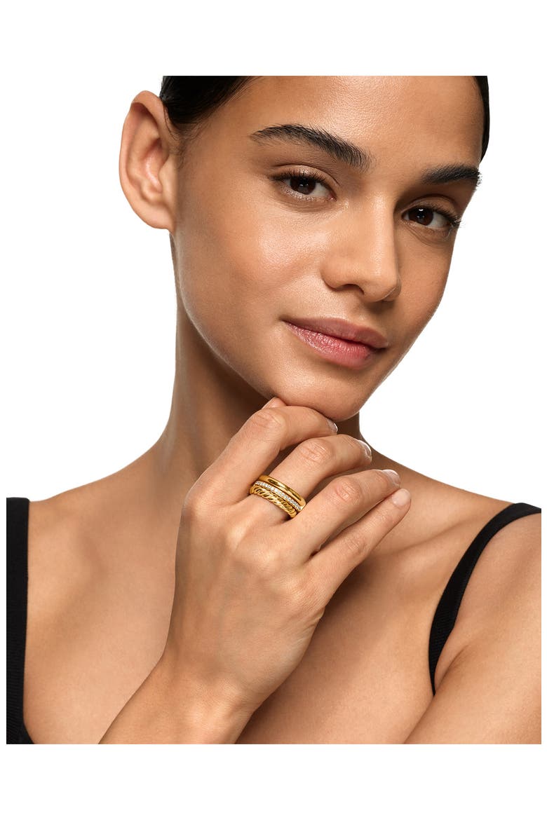 DY Mercer® Three Row Ring in 18K Yellow Gold with Diamonds, 8.9mm, Alternate, color, DIAMOND/ GOLD