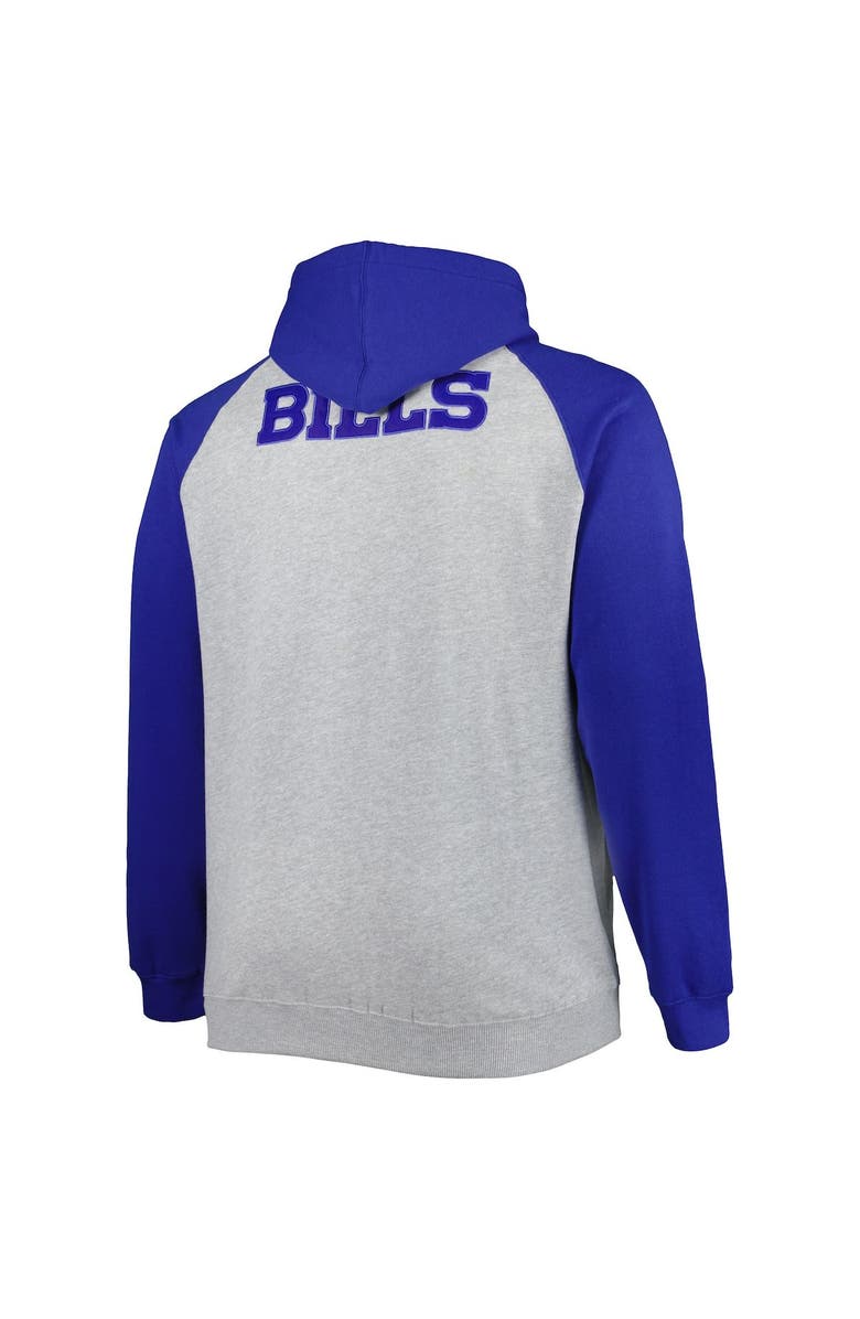 PROFILE Men's Heather Gray Buffalo Bills Big & Tall Fleece Raglan Full-Zip Hoodie Jacket, Alternate, color, Heather Gray